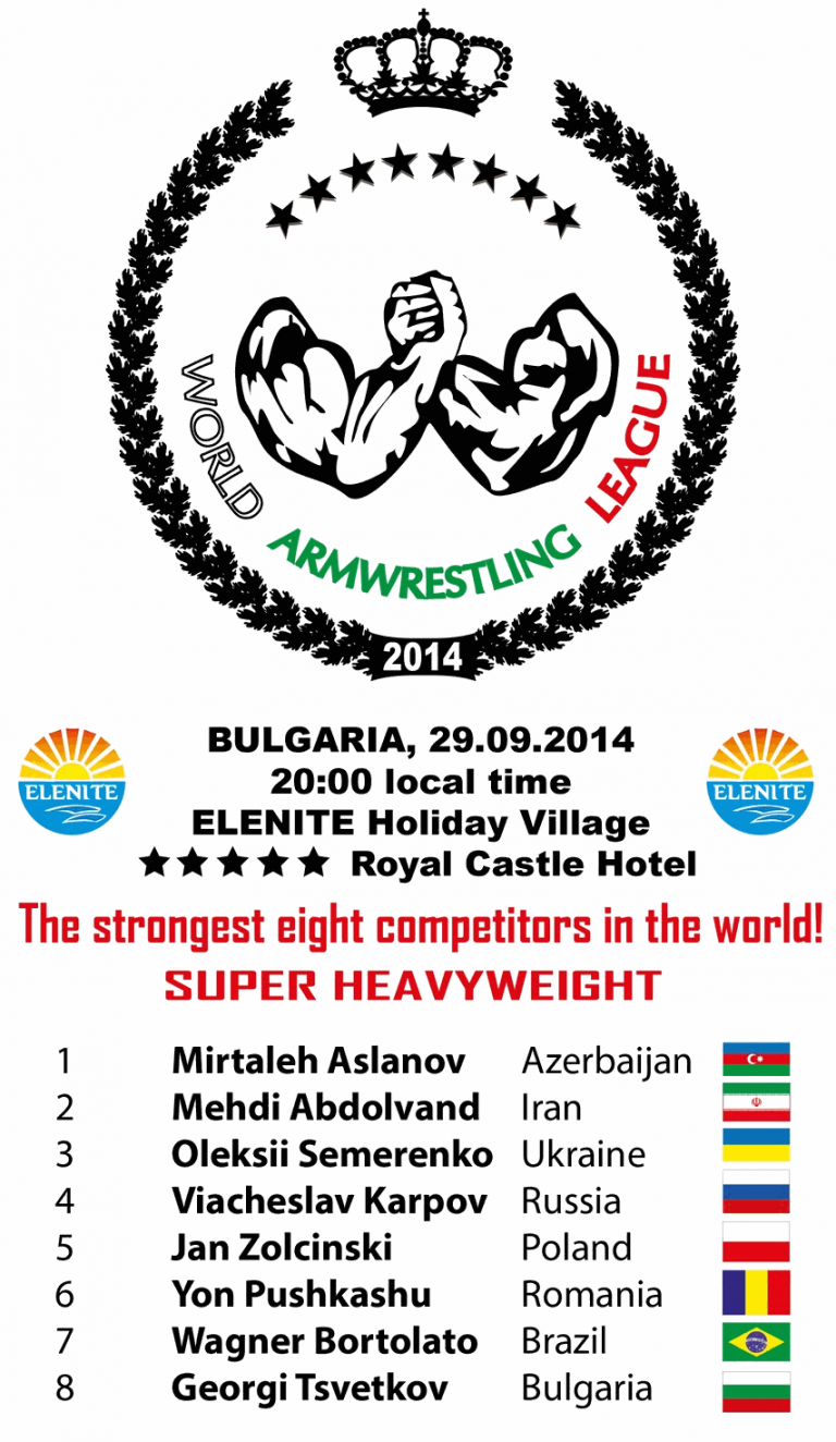 World Armwrestling League - Bulgaria, 29 September 2014, Royal Castle Hotel, Elenite Holiday Village │ Image Source: armfight.com