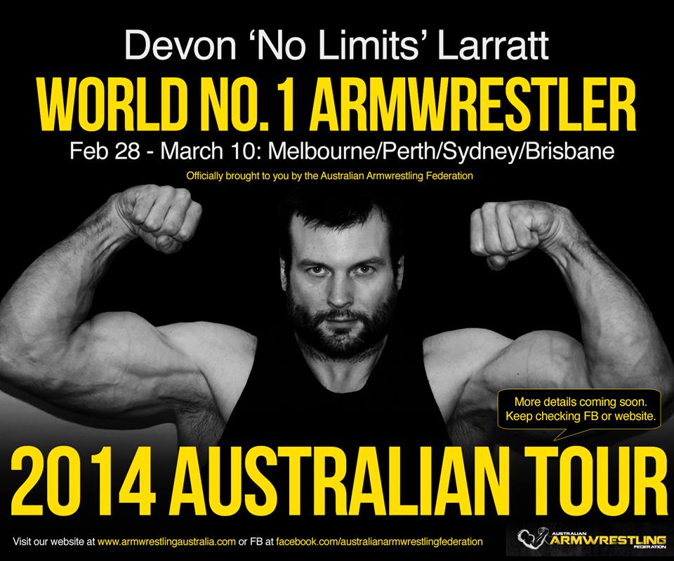 Devon Larratt - 2014 Australian Tour │ Image Source: Australian Armwrestling Federation