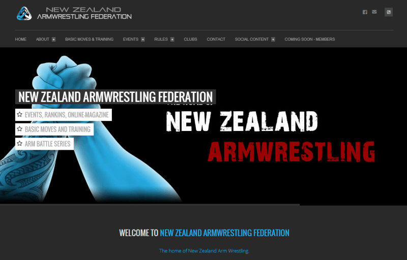 New Zealand Armwrestling Federation Website