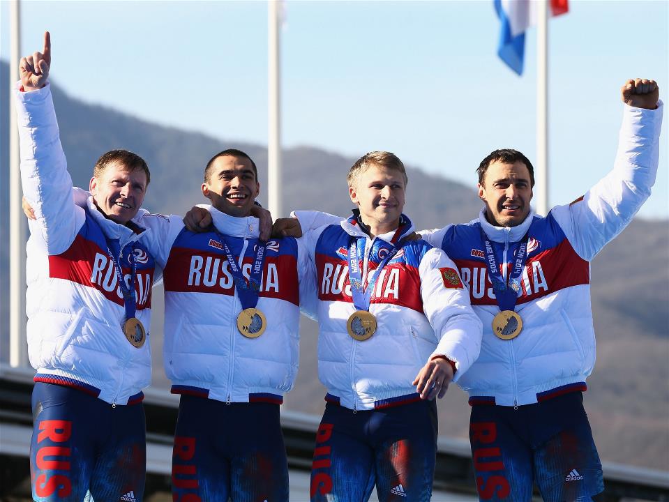 Alexander ZUBKOV-Alexey NEGODAYLO-Dmitry TRUNENKOV-Alexey VOEVODA-Sochi 2014-Gold Medal