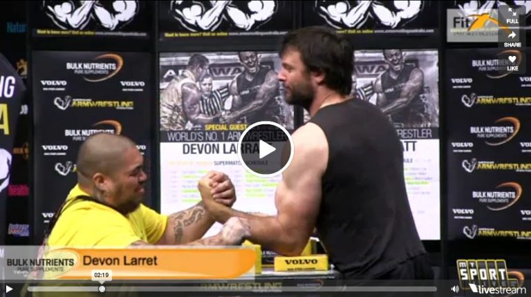 Maateiwarangi Heta-morris vs. Devon Larratt - Armwrestling Challenge - FitX 2014 Melbourne Australia