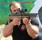 Denis Cyplenkov shooting an Air Rifle