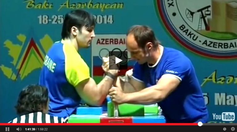 Evgeny Prudnik vs. Maxim Cherskiy - EuroArm 2014 │ Capture by XSportNews from the video