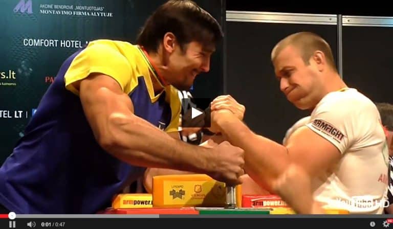 Evgeny Prudnik vs. Stefan Lengarov - 36th World Armwrestling Championships 2014 (WAF) │ Capture by XSportNews from the video