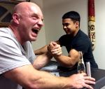 ToddZilla Todd Hutchings vs. Issac Luna - armwrestling training before WAL New Orleans 2015