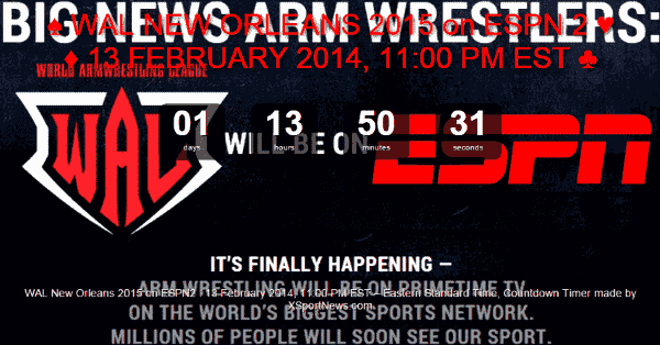 ESPN 2 - 2014 World Armwrestling League Championship - Countdown Timer