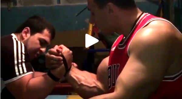 Alexey Voevoda, Armwrestling Training / Armwrestling Sparring, May 2015 │ Capture by XSportNews from the video