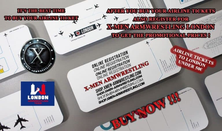 Cheap Airline Tickets and Registration for X-Men Armwrestling London 2015 │ Image Source: X-Men Armwrestling