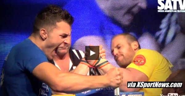 Ermes Gasparini vs. Stefan Tamas, WorldArm 2015, 37th World Armwrestling Championships 2015 (WAF) │ Capture by XSportNews from the video