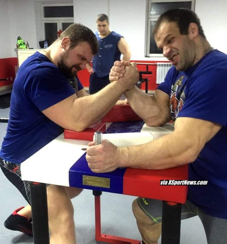 Kirill Sarychev vs. Denis Cyplenkov, Armwrestling Training, Sparring