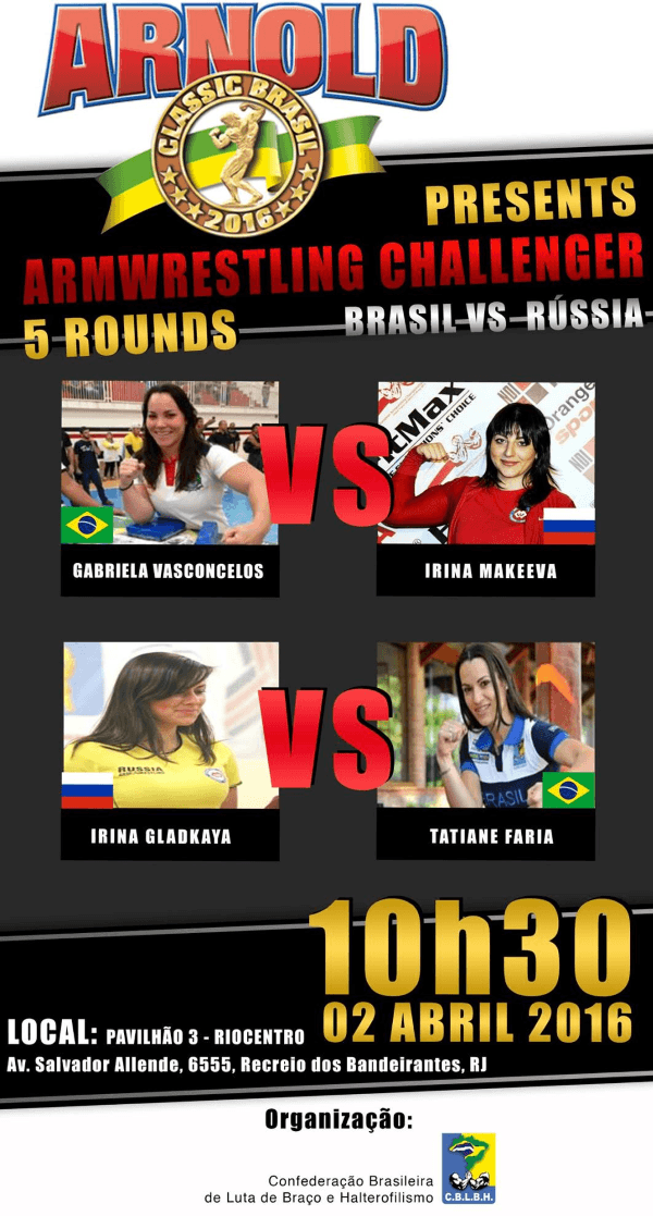 Gabriela Vasconcelos vs. Irina Makeeva, Irina Gladkaya vs. Tatiane Faria, Arnold Classic Brasil 2016 │ Image Source: Arnold Classic Brasil 2016